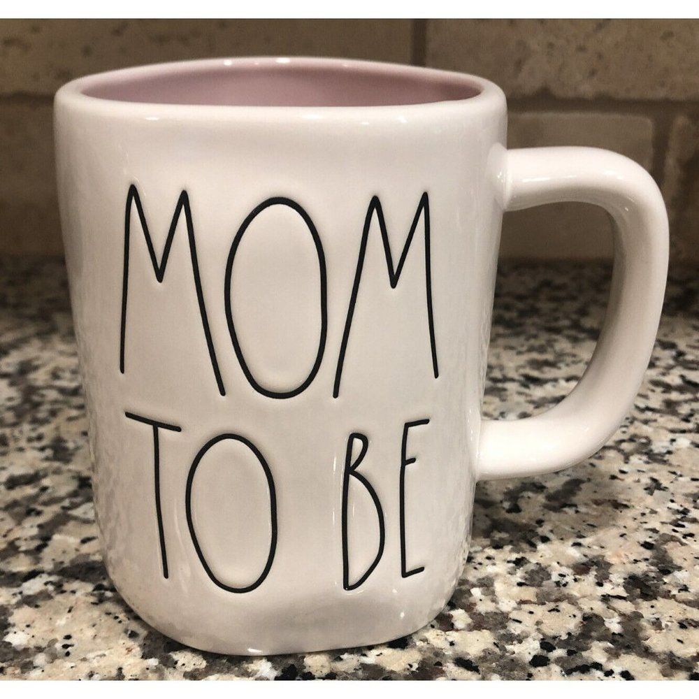 New RAE DUNN Ivory W/Pink‎ interior Mug By Magenta Farmhouse MOM TO BE Gift